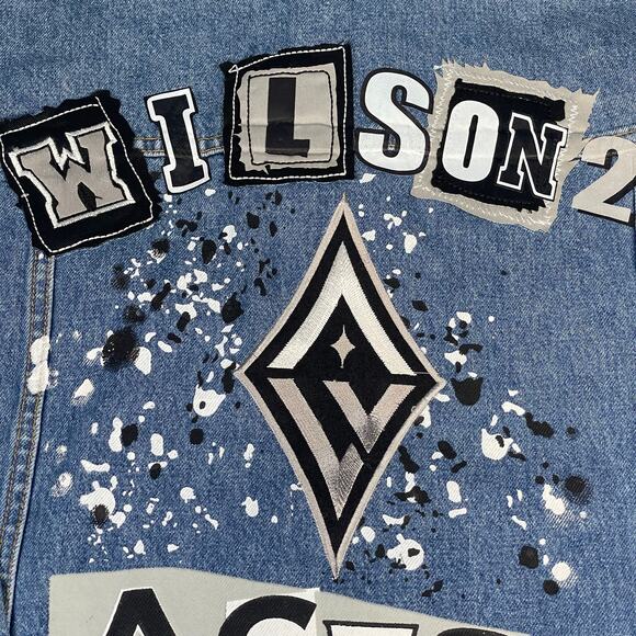 A'ja Wilson Las Vegas Aces Fisll Denim Jacket - Picture 3 of 8